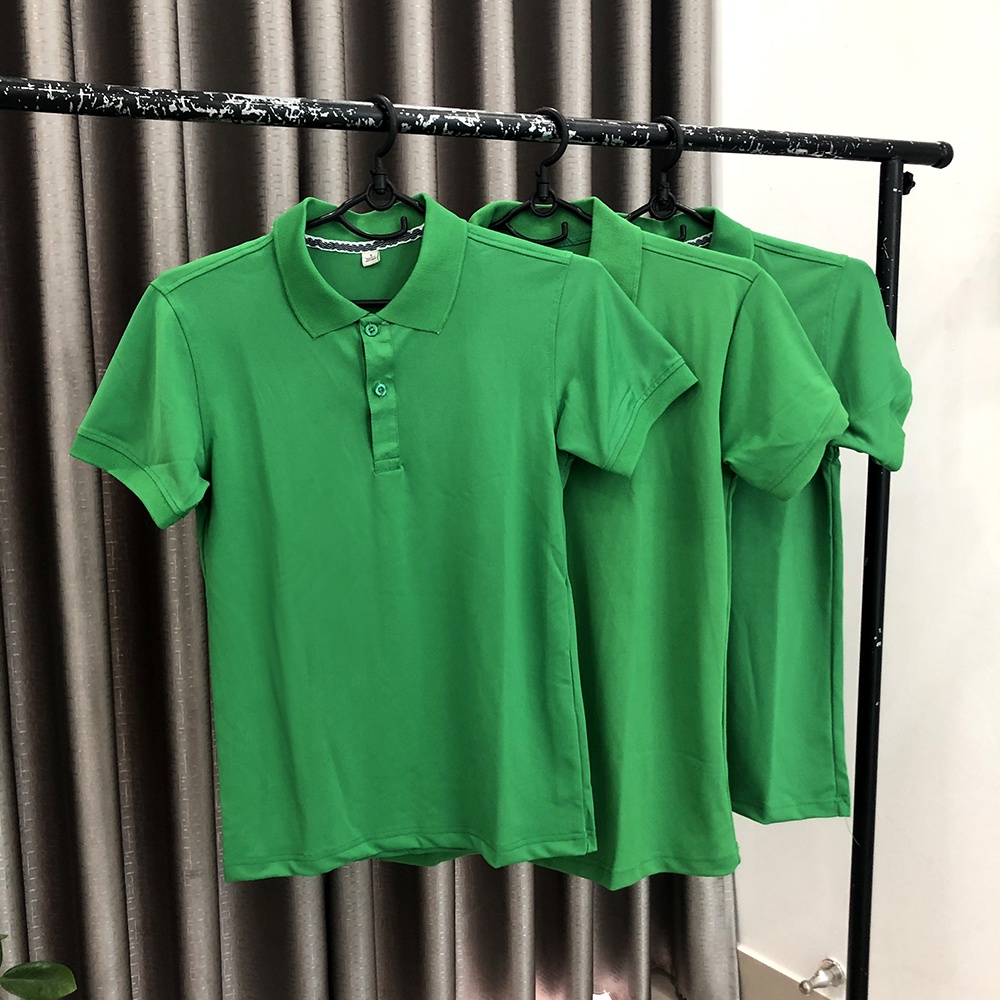 Áo Phông Polo Thời Trang 24h Màu Xanh Lá Đậm vải Cá Sấu Co Dãn Tốt Thoáng Mát Cho Nam Và Nữ