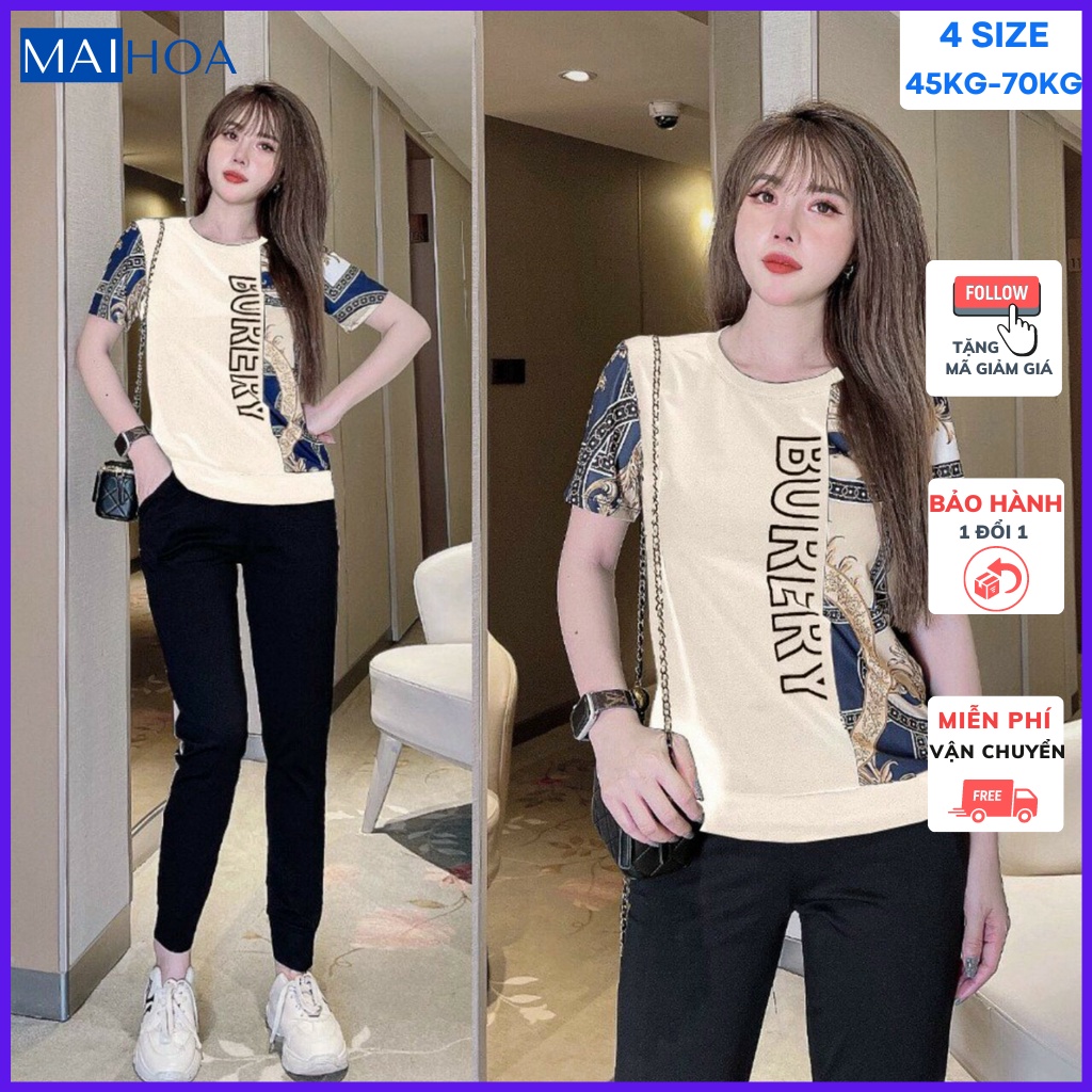 Set Đồ Nữ Đi Chơi MAIHOA Bộ Quần Áo Nữ Quần Dài Bigsize Cổ Tròn Ngắn Tay Thun Cotton Hút Mồ Hôi M01