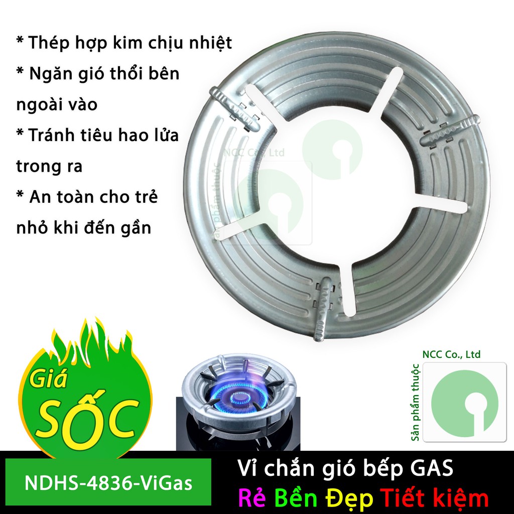 Vỉ chắn gió bếp gas bằng thép hợp kim - giảm bớt hao hụt ga khi sử dụng - NDHS-4836-ViGas