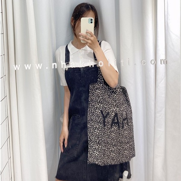 Túi tote vải chấm bi chữ style Hàn Quốc - T355