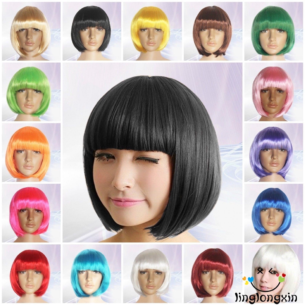 Bộ tóc giả dáng cúp mái ngố màu sắc thời trang cho nữ