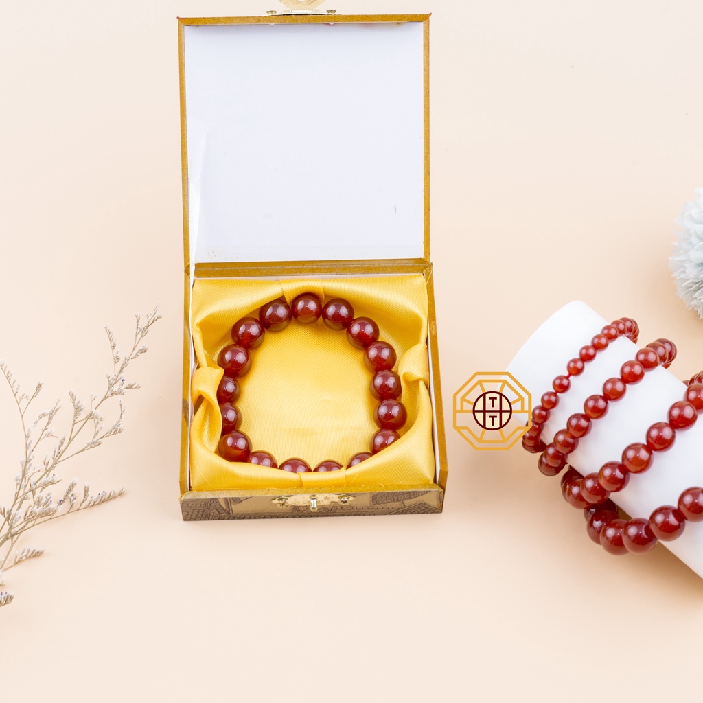 Vòng tay phong thủy đá MNao Đỏ [TẶNG HỘP GỖ CAO CẤP] may mắn tài lộc nam nữ mệnh Hỏa Thổ - Phong Thủy Tây Tạng