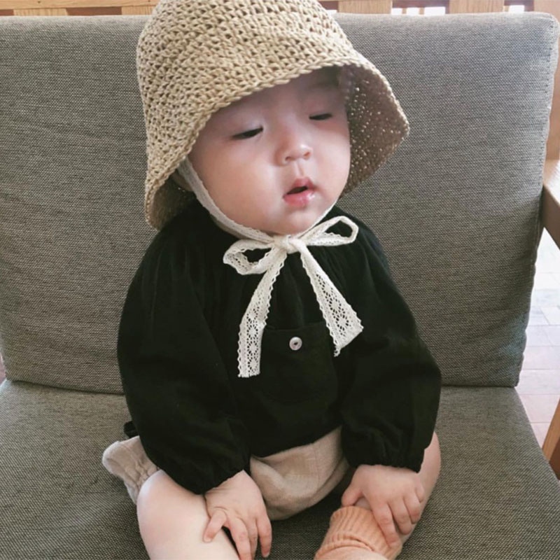 Mũ cói cho bé nón cói cho bé mũ đi biển cho bé gái Mũ đi biển nón cho bé gái đi biển du lịch size từ 6 tháng đến 6 tuổi