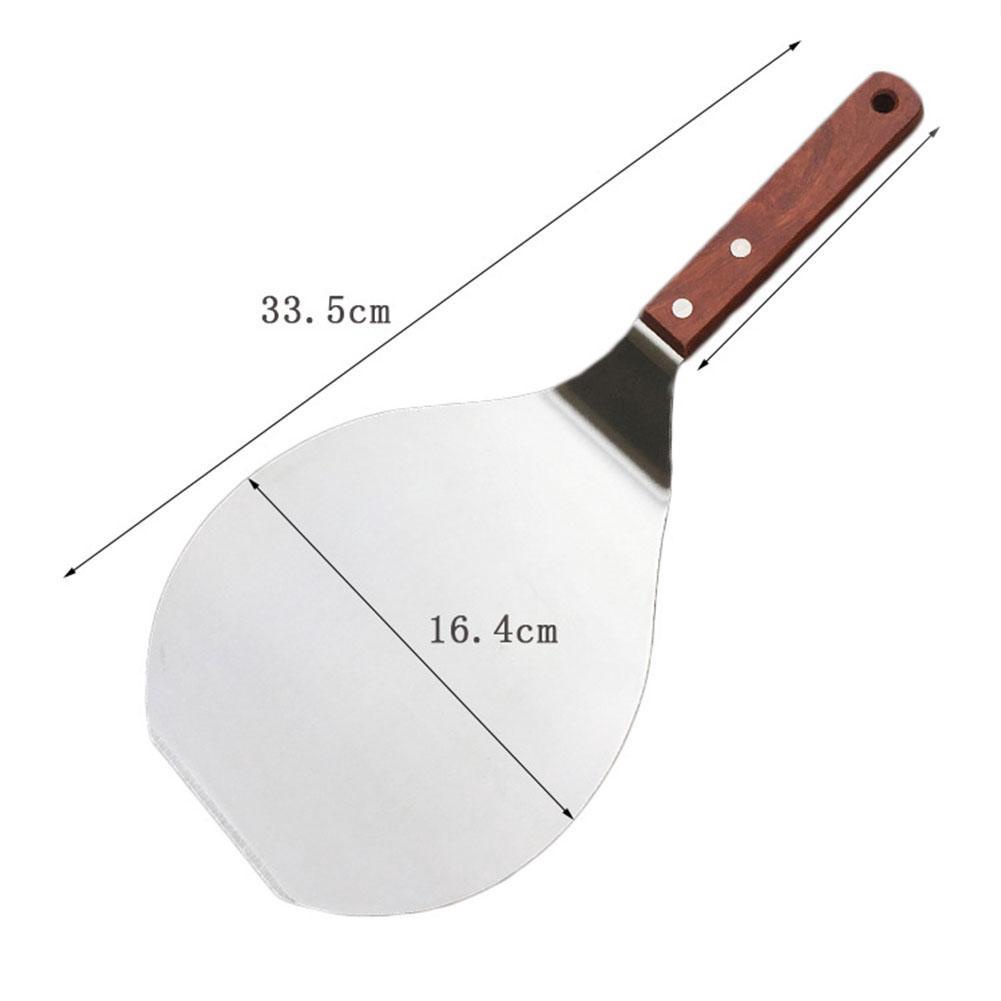 Stainless Steel Pizza Peel Bakers Round Paddle Wooden Handle Baking Tray E6D8