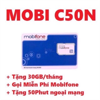 Sim 4G Mobifone C50N gọi miễn phí nội mạng, 30gb/tháng chỉ 50k tháng