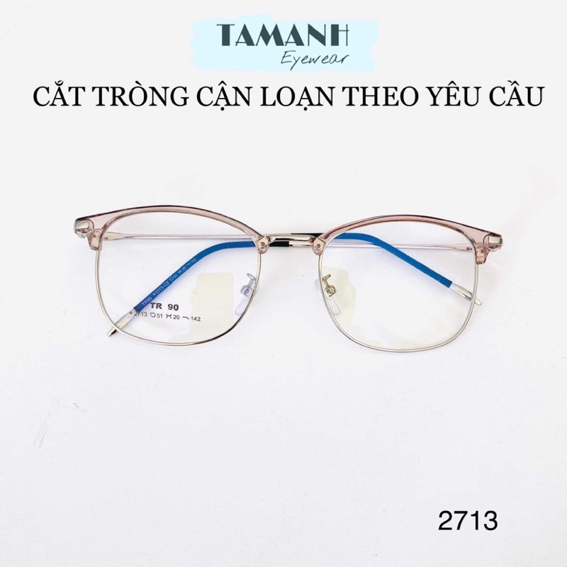 Gọng kính cận nam nữ nửa viền kim loại mắt bo tròn TAMANHOPTIC - nhận cắt mắt cận viễn loạn giá tốt nhất thị trường