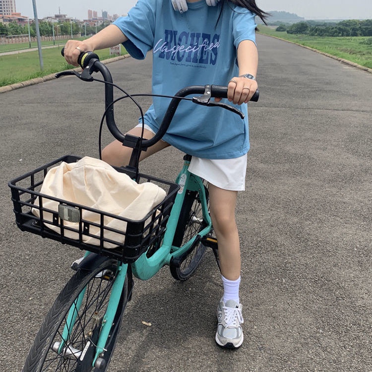 Set Áo Thun Ngắn Tay In Chữ + Quần Short Ống Rộng Thời Trang Hàn Quốc Cho Nữ