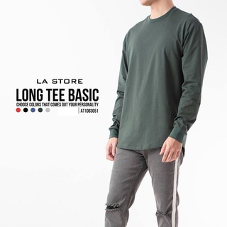 Áo thun tay dài nam - vạt bầu màu xanh rêu