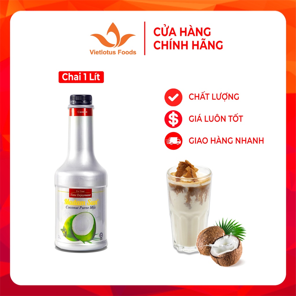 Mứt trái cây Madamsun vị Dừa (Coconut Puree Mix) chai 1L - Hàng nhập khẩu Malaysia