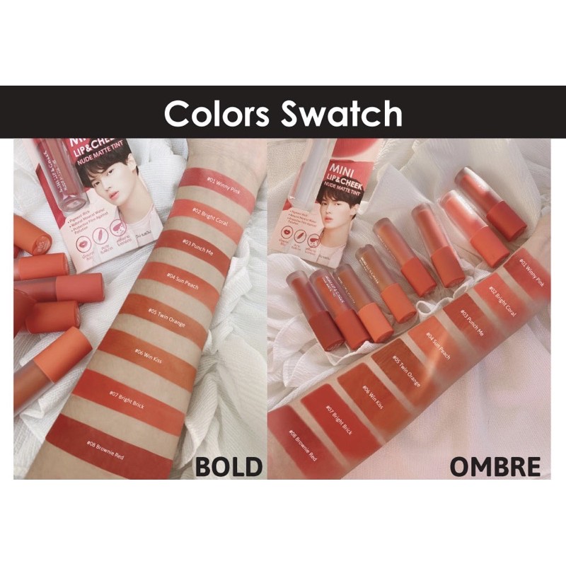 CATHY DOLL MAKEUP  MINI LIP&CHEEK NUDE MATTE TINT Son kem và má hồng Cathy Doll Thái lan - shopmpThai