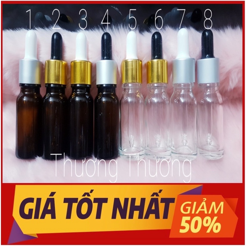 (Bán Chạy) 10 chai chiết DÀY 5ml, 10ml, 15ml mỹ phẩm, serum, tinh dầu thủy tinh