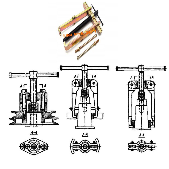 Vam Cảo 2 Càng Tháo Vòng Bi, Bánh Răng 75mm