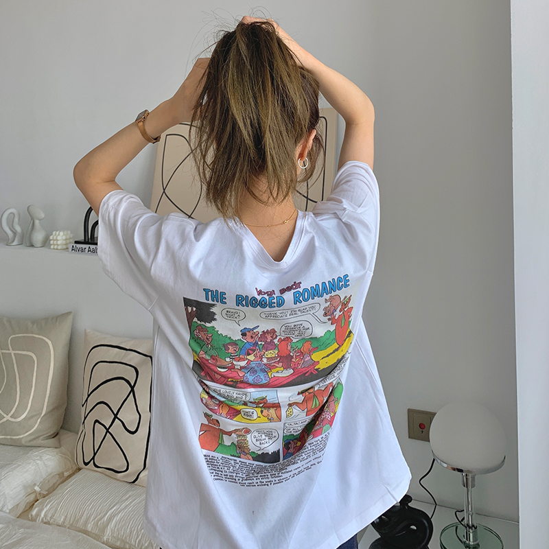 Áo thun tay ngắn in hình hoạt hình dành cho nữ