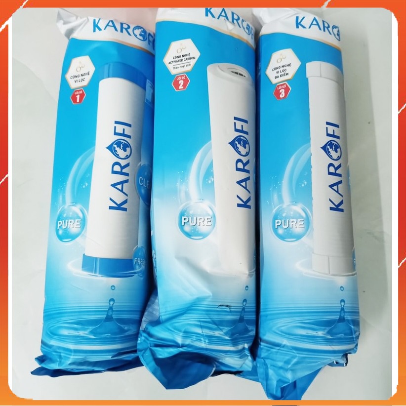 Lõi lọc nước Karofi [CHÍNH HÃNG] Bộ 3 lõi lọc Karofi số 1-2-3 chính hãng