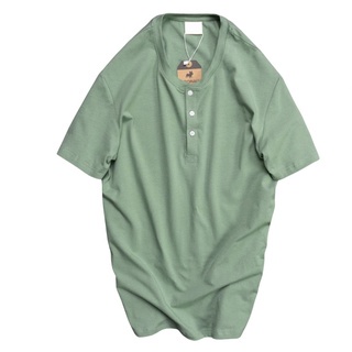 Áo Thun Cotton Ngắn Tay Có Cúc Cổ Tàu Mềm Mịn Co Giãn Thấm Hút Mồ Hôi - Henley