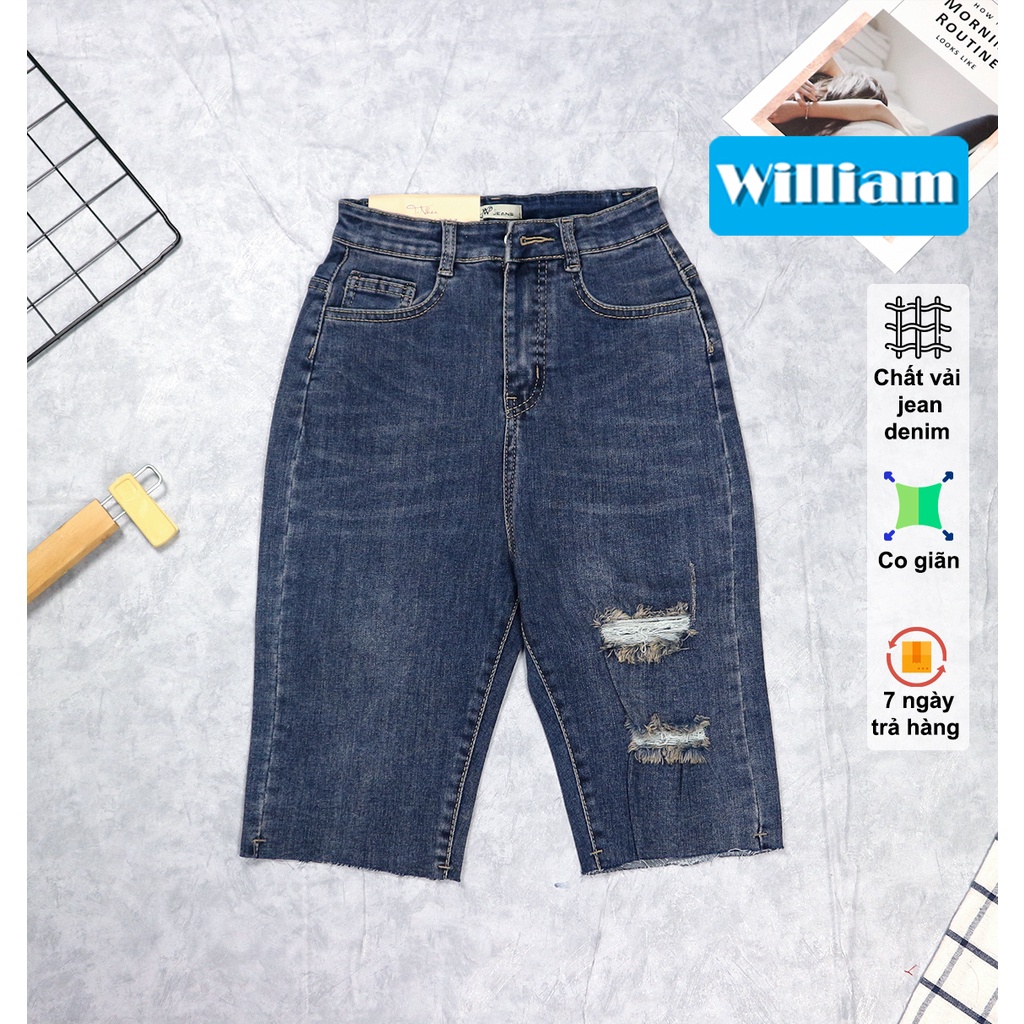 Quần jean ngố nữ, quần lửng co dãn form vừa, chất liệu cực đẹp không phai màu William - AT173