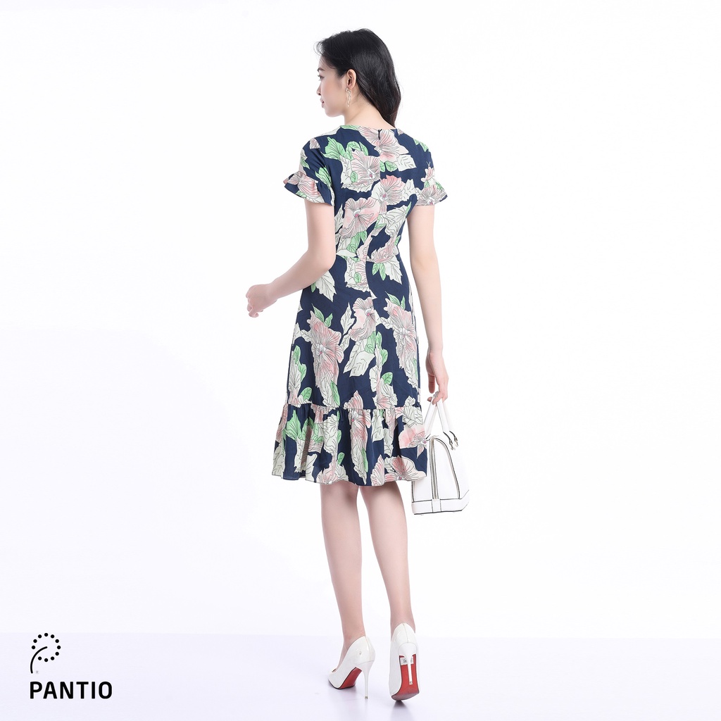 Đầm công sở hoạ tiết hoa dáng xoè FDC12590 - PANTIO