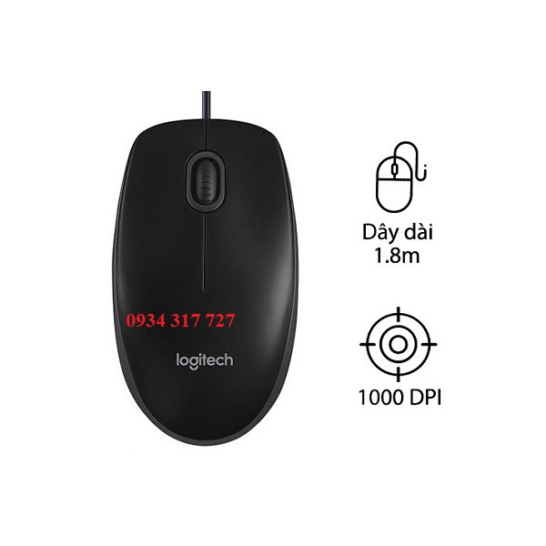 Chuột Logitech B100, cổng USB siểu bền bảo hành 36 Tháng