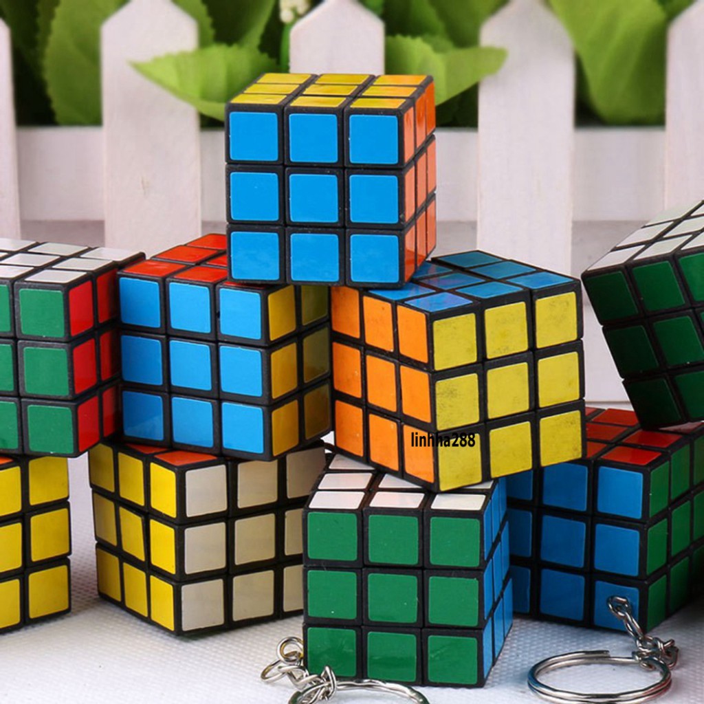 Móc khóa rubik 3*3cm-Móc Khóa Rubik 3x3 Xoay Được