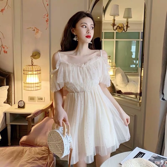 🎀(Có ảnh thật) Đầm trễ vai voan xoè 🎀