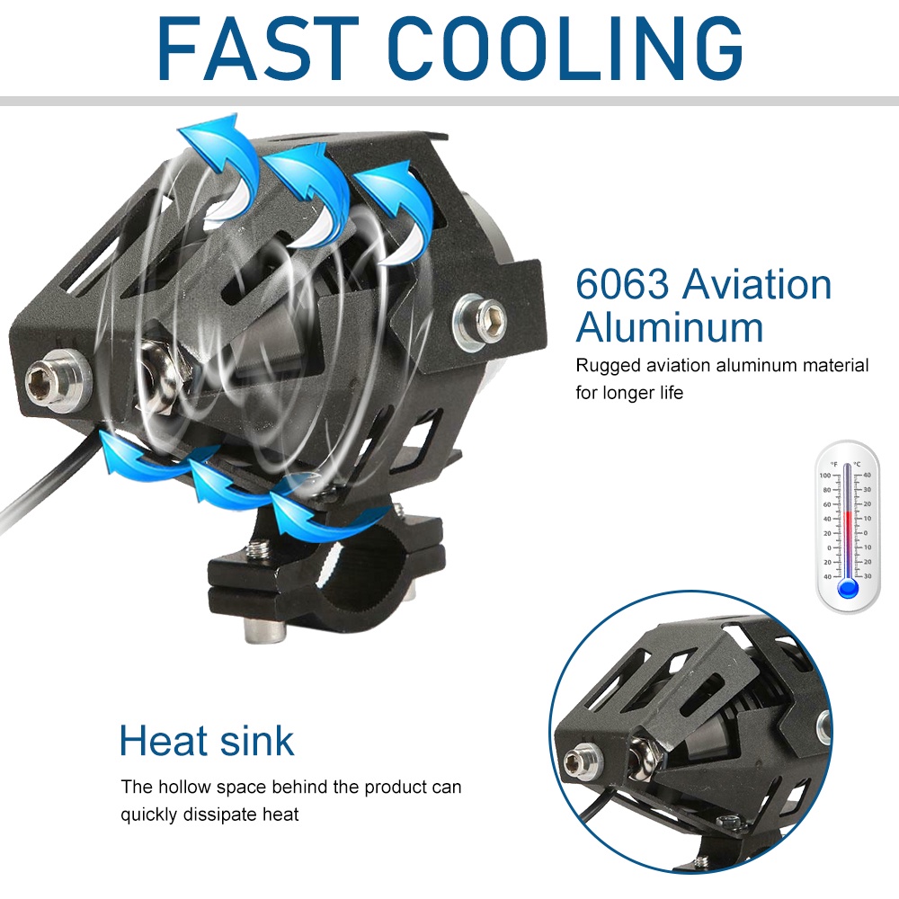 UNISHINE U5 U7 Motorcycle LED 125W Motorbike Cree Led Extra Bright Headlight High Power Sport Light Angel Eye