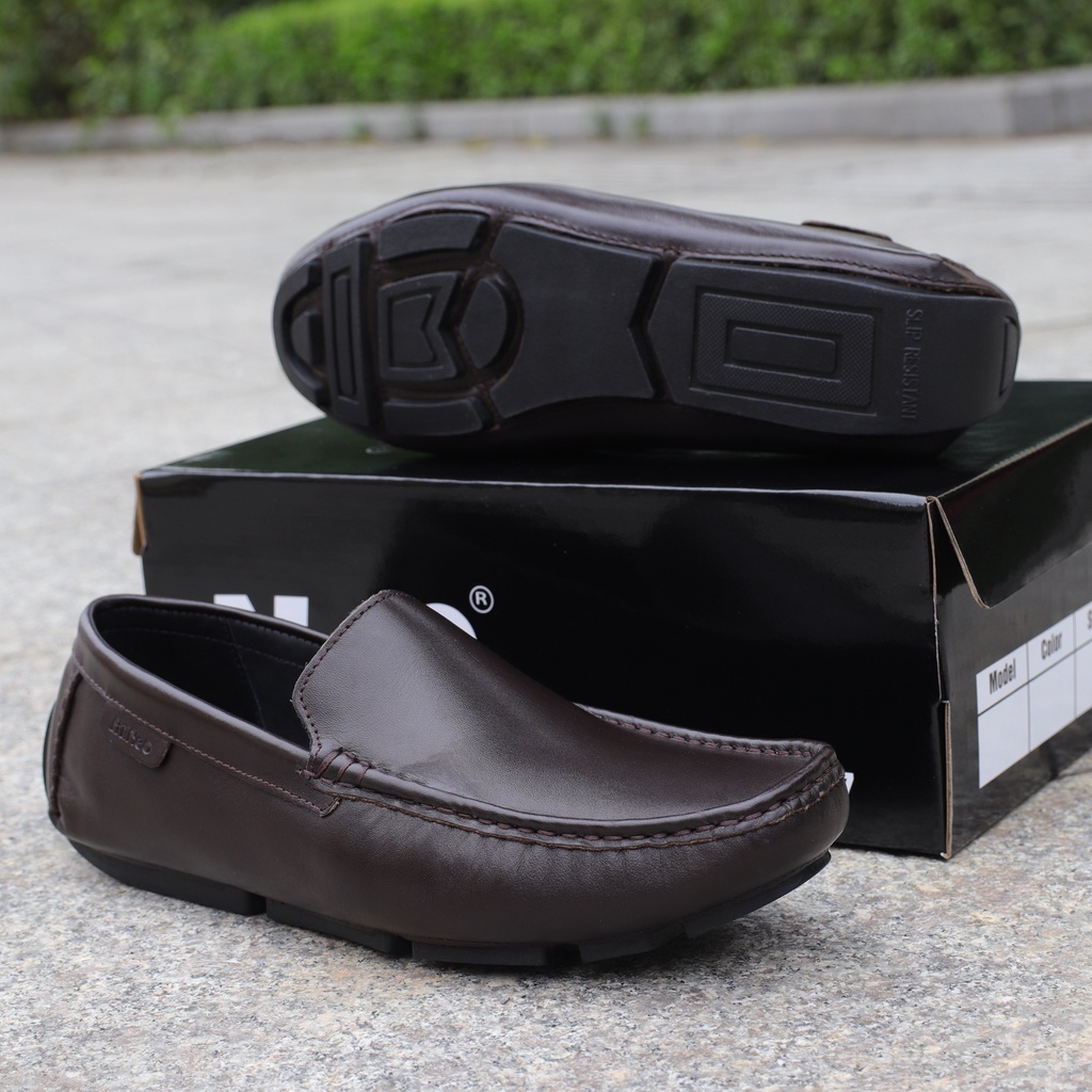 Giày mọi nam da bò cao cấp, giày lười nam da bò đế âm may chắc chắn - HT.NeO3865