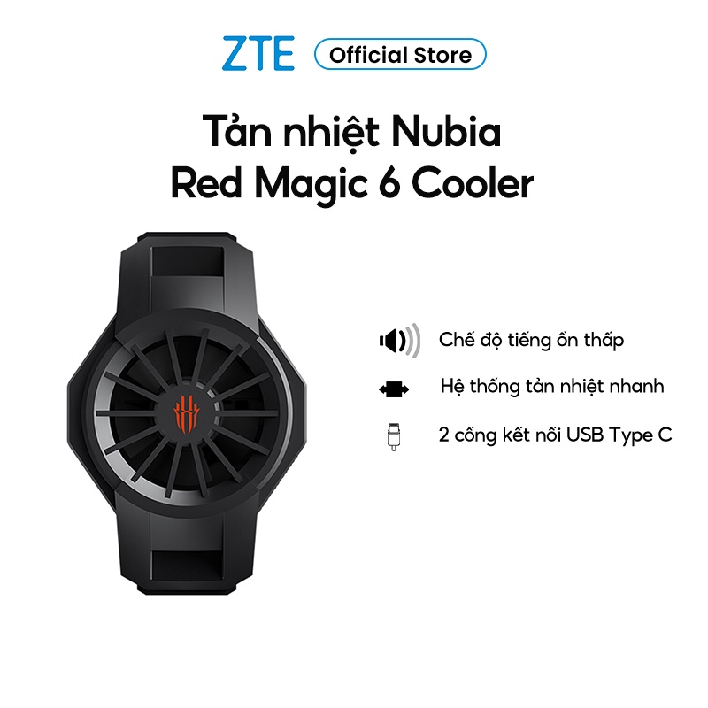 Quạt Tản Nhiệt ZTE Redmagic - Thiết kế nhỏ gọn với khả năng làm mát hiệu quả không ồn - 2 cổng kết nối USB và Type C