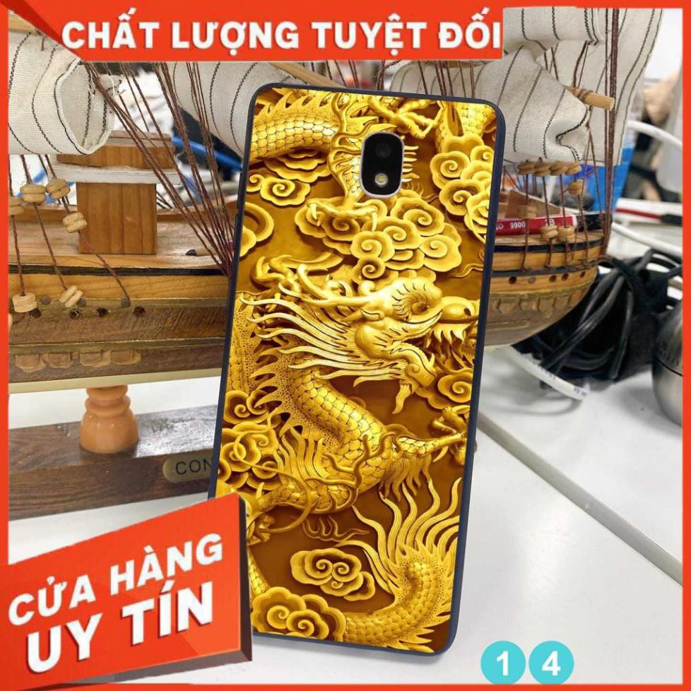 Ốp lưng in kính cường lực 3D đẹp, sắc nét họa tiết hình rồng vàng quyền lực cho điện thoại samsung J3 pro - J7 pro