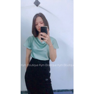 áo lụa cổ đổ tay cánh tiên