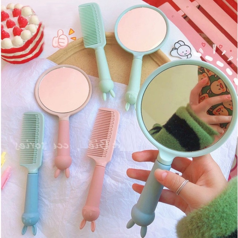 Set Gương Lược Hình Heo Thỏ Cute-Hàng Mới Về