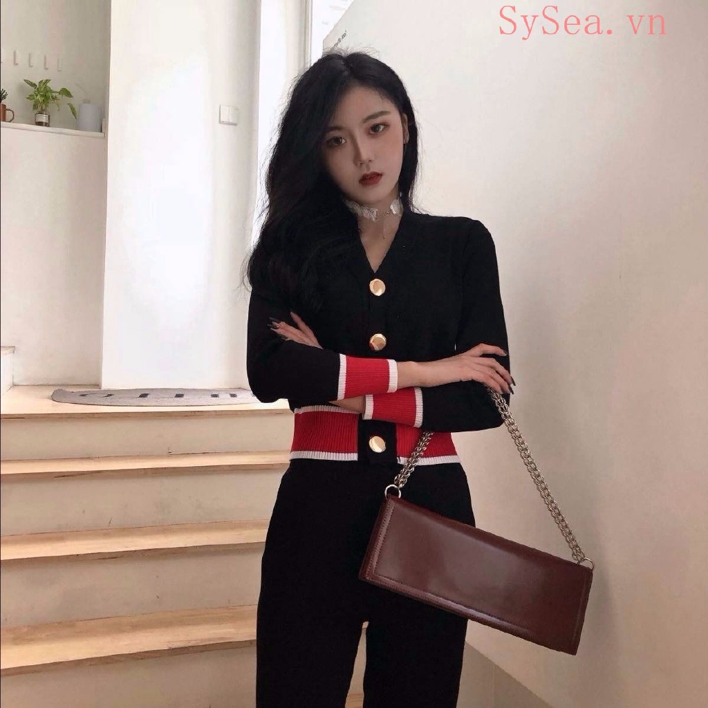 Áo Khoác Cardigan Tay Dài Cổ Chữ V Thiết Kế Thanh Lịch