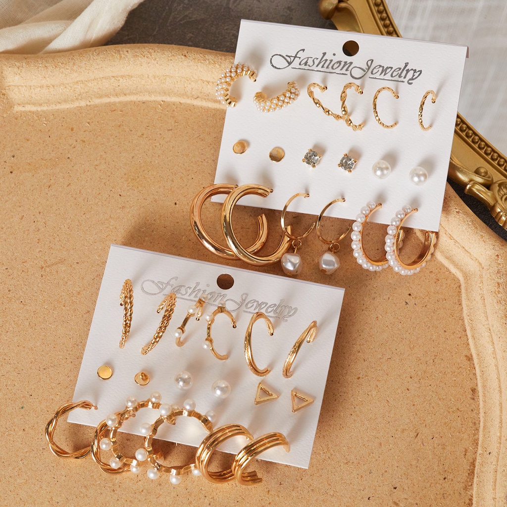 Bộ khuyên tai RINHOO đính ngọc trai nhân tạo thời trang cho nữ nhiều kiểu dáng lựa chọn