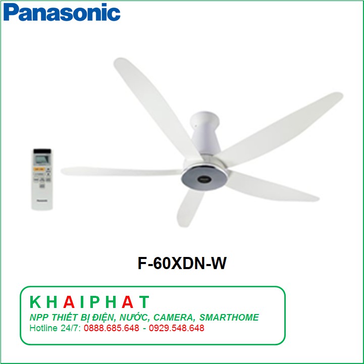 PANASONIC QUẠT TRẦN 5 CÁNH F-60XDN (Màu đen) F-60XDN-W (Màu trắng) ĐƯỜNG KÍNH 150cm - KHẢI PHÁT ELECTRIC