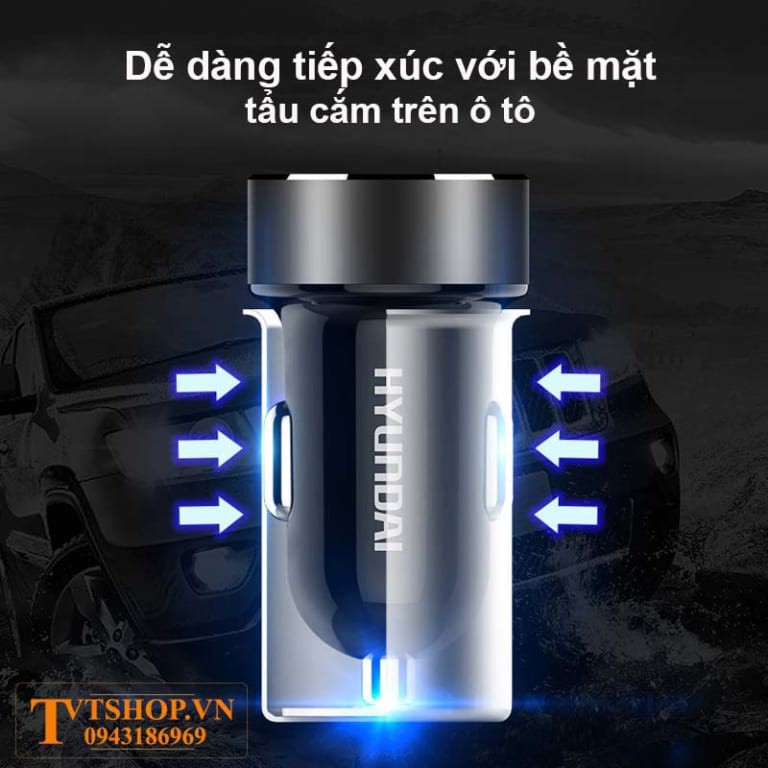 sạc pin điện thoại trên xe ô tô, củ sạc 2 cổng, cổng sạc 12v trên ô tô TVT-270