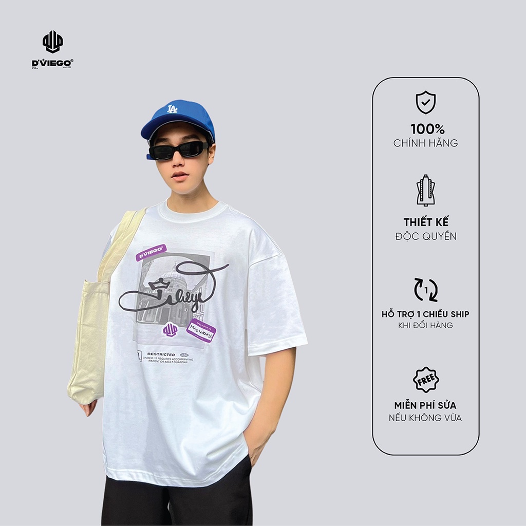 Áo Thun Tee Unisex cotton, in DTG cao cấp Over Size vai trễ Restricter - D'viego chính hãng