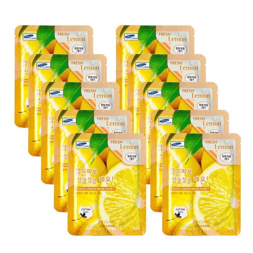 Combo 10 Miếng Mặt Nạ Dưỡng Trắng Sáng Da Chiết Xuất Chanh Tươi 3W Clinic Fresh Lemon Mask Sheet 23g x10