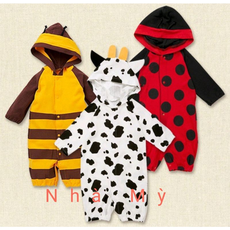 (5-7kg) Body liền thân hình con vật dễ thương cho bé trai bé gái chất Cotton hàng Xuất Nhật