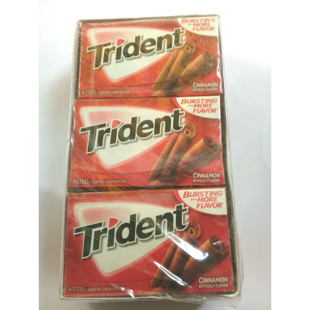 Trident kẹo cao su vị quế không đường hàng nhập khẩu Mỹ,