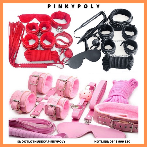 Bộ cosplay bao gồm 10 món SM màu đen đỏ hồng ngủ sexy Nhật Bản cao cấp PinkyPoly