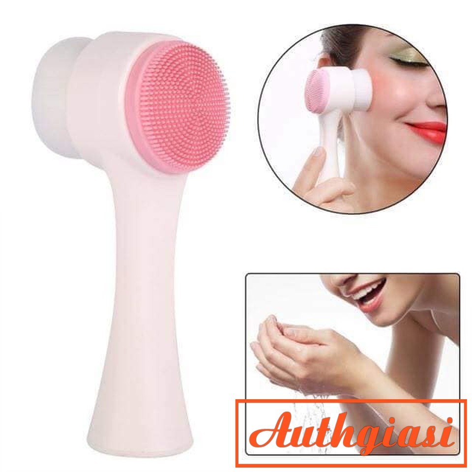 Cọ rửa mặt 2 đầu massage da mặt 1 đầu lông 1 đầu silicon | BigBuy360 - bigbuy360.vn