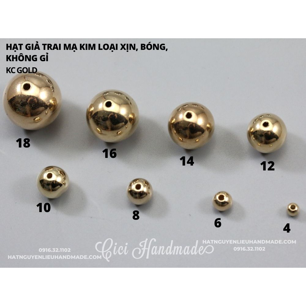 Hạt giả trai mạ kim loại, xịn, bóng, không gỉ Cici Handmade hạt cườm nguyên liệu tự làm kẹp tóc cô dâu đính kết
