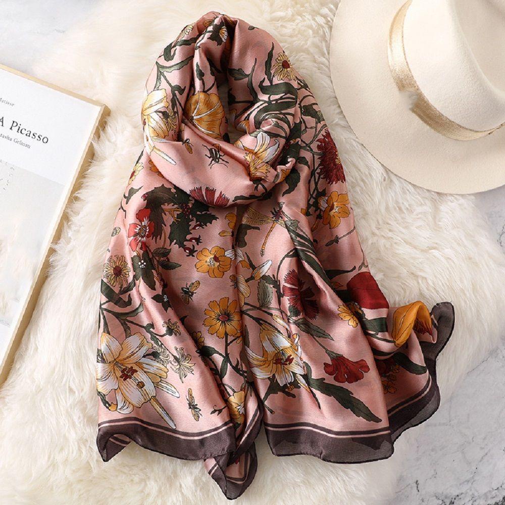 Khăn Quàng Cổ Hình Vuông 70 * 70cm Bằng Lụa In Họa Tiết Hoa Cho Nữ WMES15H