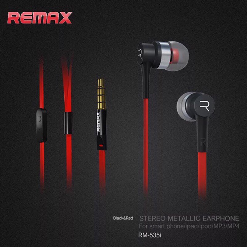 Tai nghe nhét tai Remax RM 535 có dây có micro chống ồn dòng chân cắm 3.5