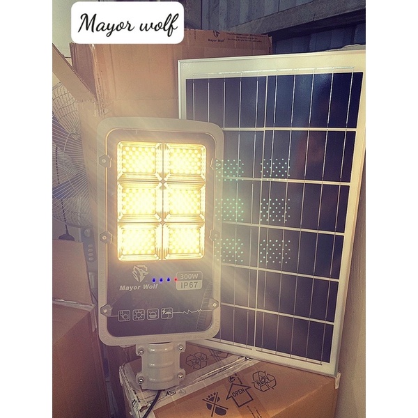 😍 Đèn đường năng lượng mặt trời , 3 ánh màu : trắng , vàng , trung tính chính hãng MAYOR WOLF