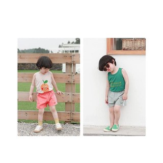 [SALE] Bộ Ba Lỗ Cho Bé Trai, Bé Gái KIMCHI Vải Thun Lạnh Họa Tiết Đáng Yêu Kèm Quần Sọc, Áo Ba Lỗ Bé Trai KW3LO2102