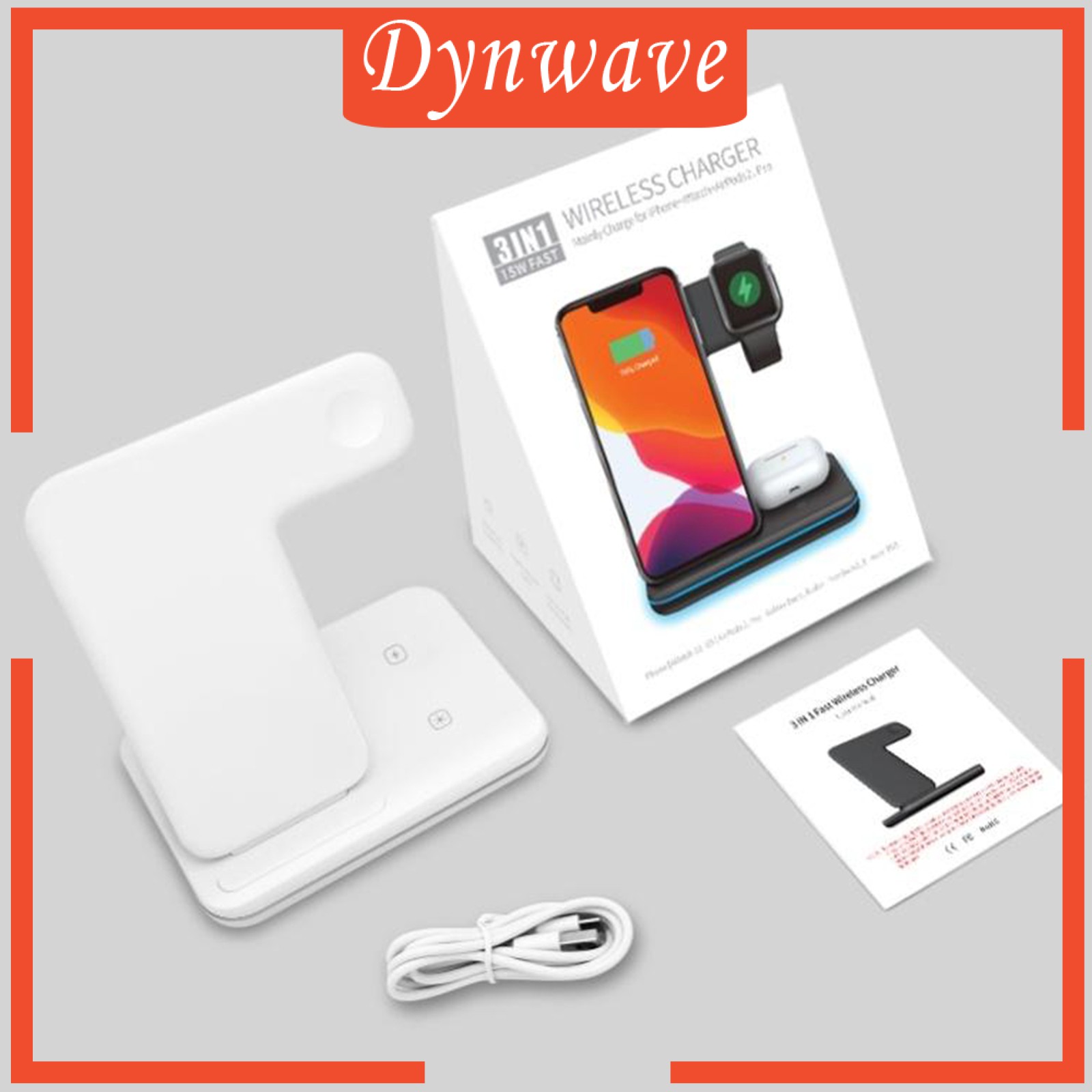 [DYNWAVE] 3 in 1 15W Wireless Fast Charging Station Charger Dock Stand for iPhone