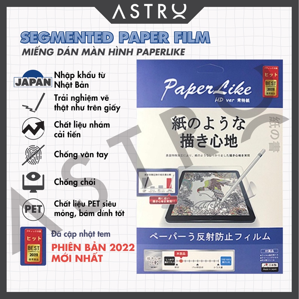 Miếng dán Paperlike HD Japan gen 2 nâng cấp, chống vân tay dành cho iPad Pro 11 Air 4 5 Gen 7 8 9