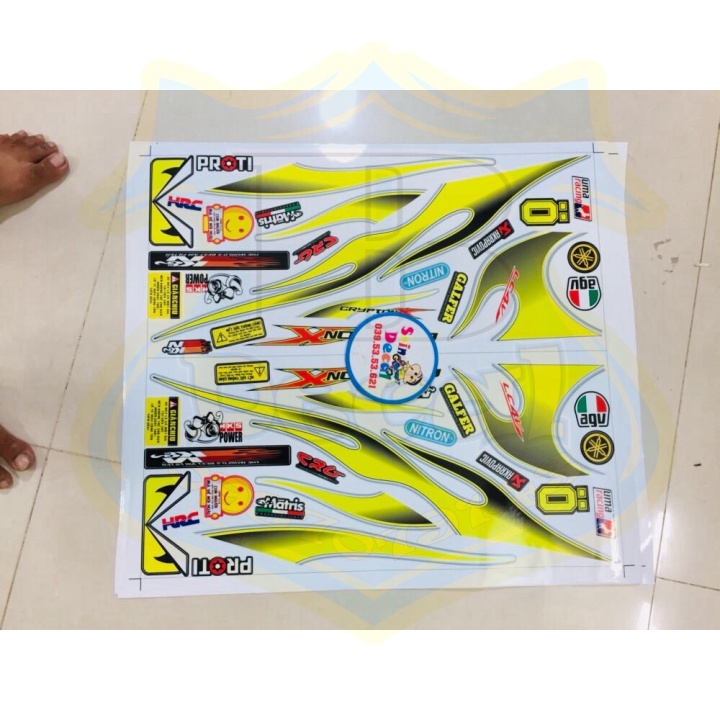 ( Quí khách vui lòng mang ra tiệm cho thợ dán ) Tem exciter 2010 lửa trắng xanh ngọc