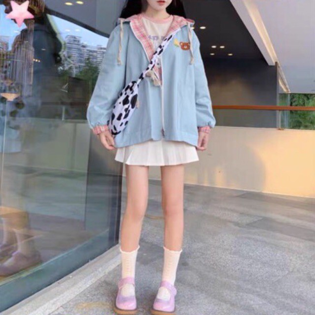 ÁO KHOÁC KAKI 2 MẶT 🎀[Có Ảnh Thật]🎀 CARO IN HÌNH GẤU PHONG CÁCH DỄ THƯƠNG ĐÁNG YÊU | BigBuy360 - bigbuy360.vn