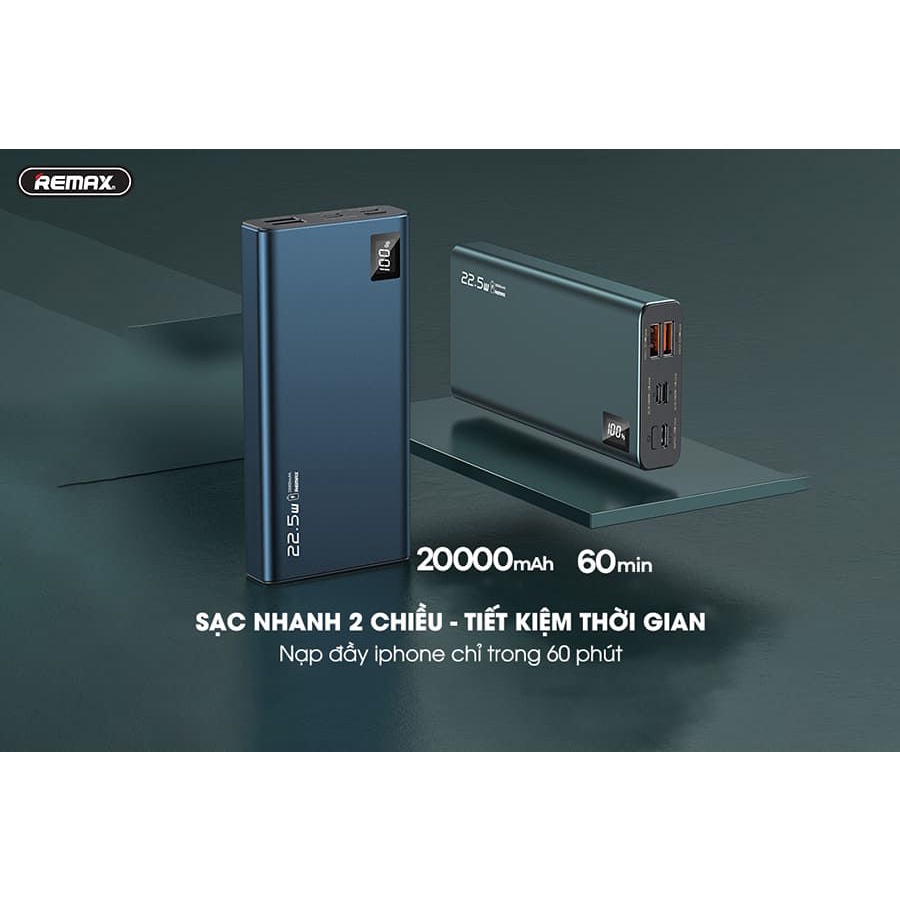 [Mã 153ELSALE2 giảm 7% đơn 300K] Pin sạc dự phòng Remax RPP-190 20000mAh Công Suất Sạc Nhanh 22.5W